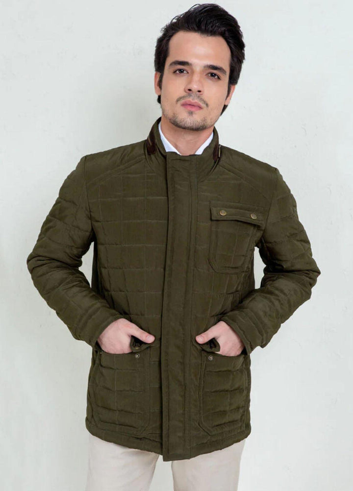 Brumano   Jackets for Men -  JKT-1094 Olive Green Quilted Sporty Coat