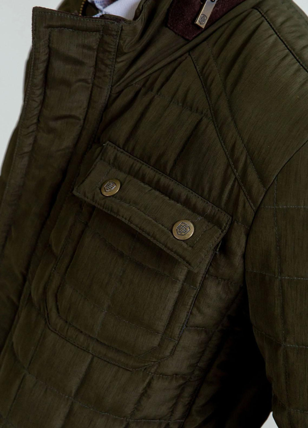 Brumano   Jackets for Men -  JKT-1094 Olive Green Quilted Sporty Coat