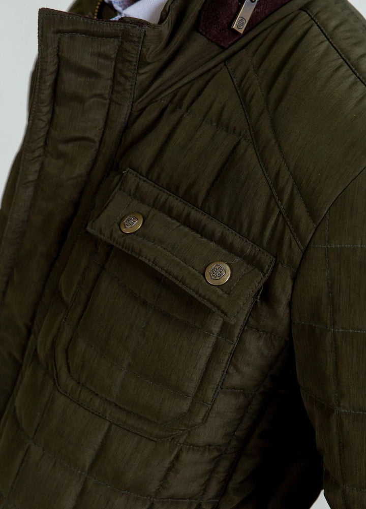 Brumano   Jackets for Men -  JKT-1094 Olive Green Quilted Sporty Coat