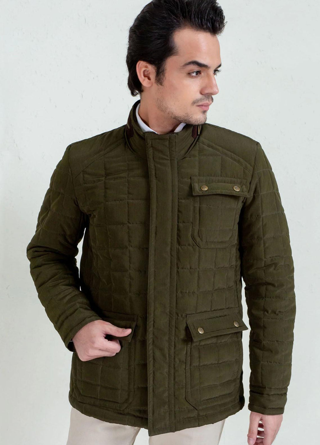 Brumano   Jackets for Men -  JKT-1094 Olive Green Quilted Sporty Coat