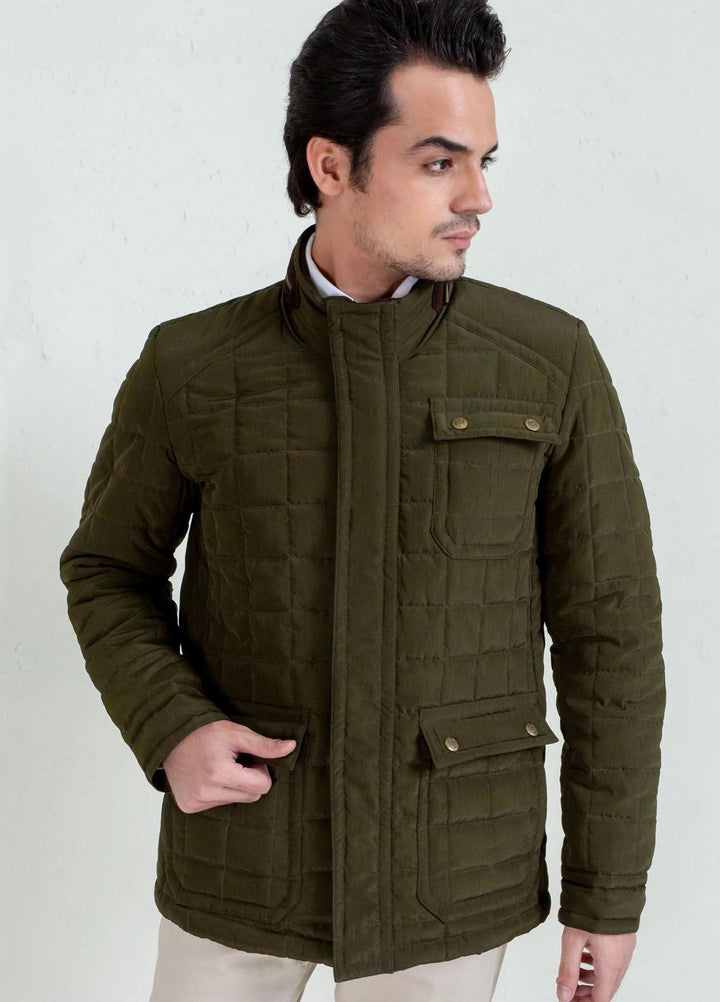 Brumano   Jackets for Men -  JKT-1094 Olive Green Quilted Sporty Coat