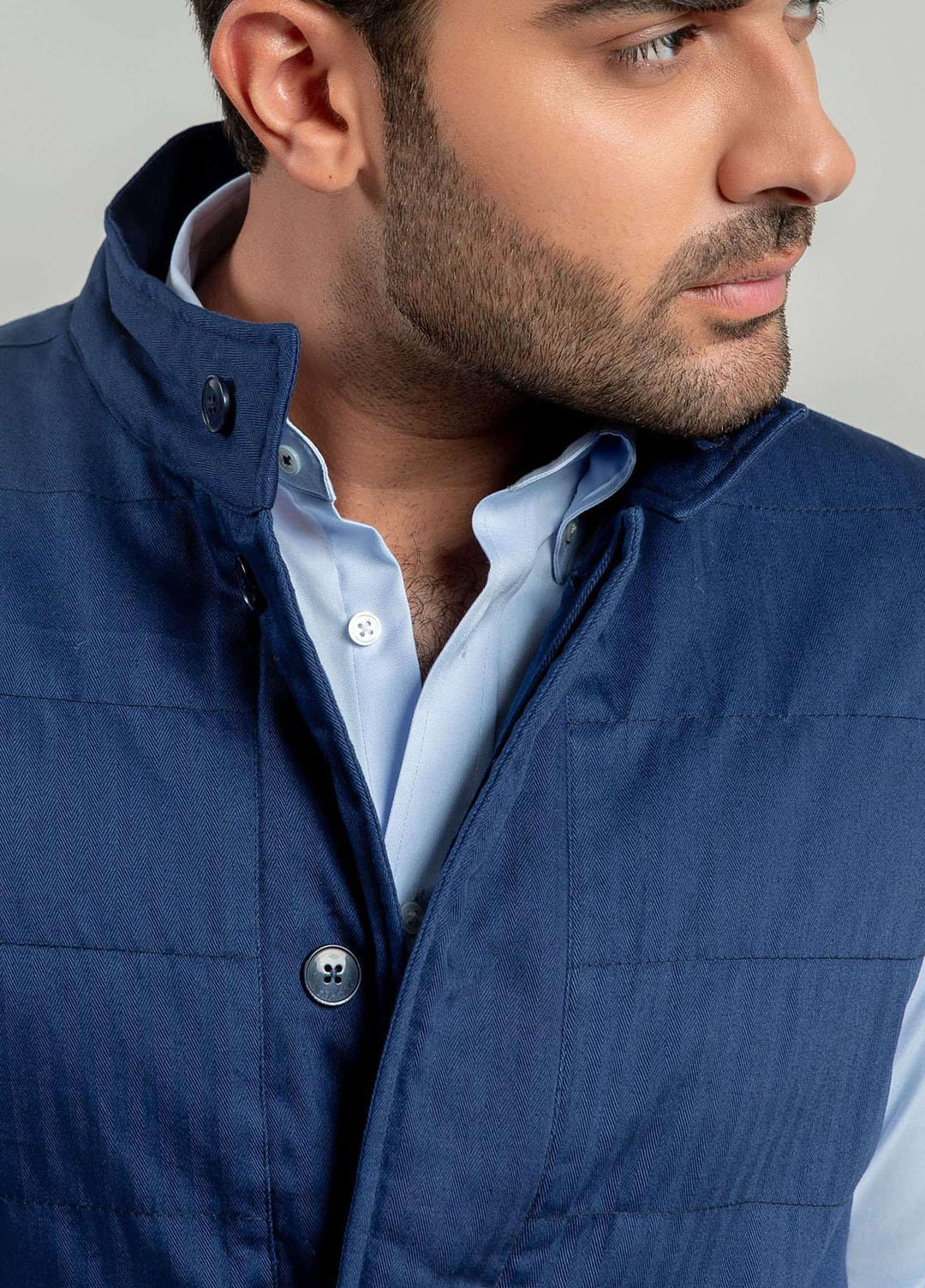 Brumano   Jackets for Men -  BRM-1036 Blue Sleeveless Herringbone