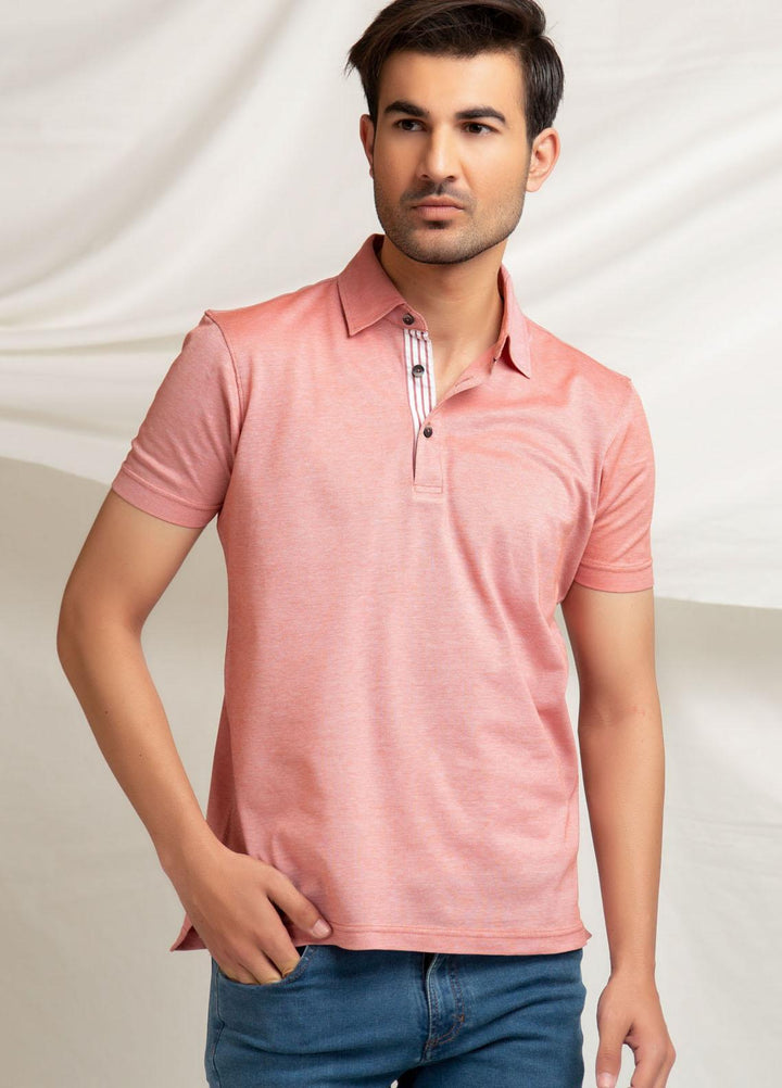Brumano Cotton  Polo T-Shirt for Men -  Light Orange Pique Mercerized Polo - SS2022 BRM-228