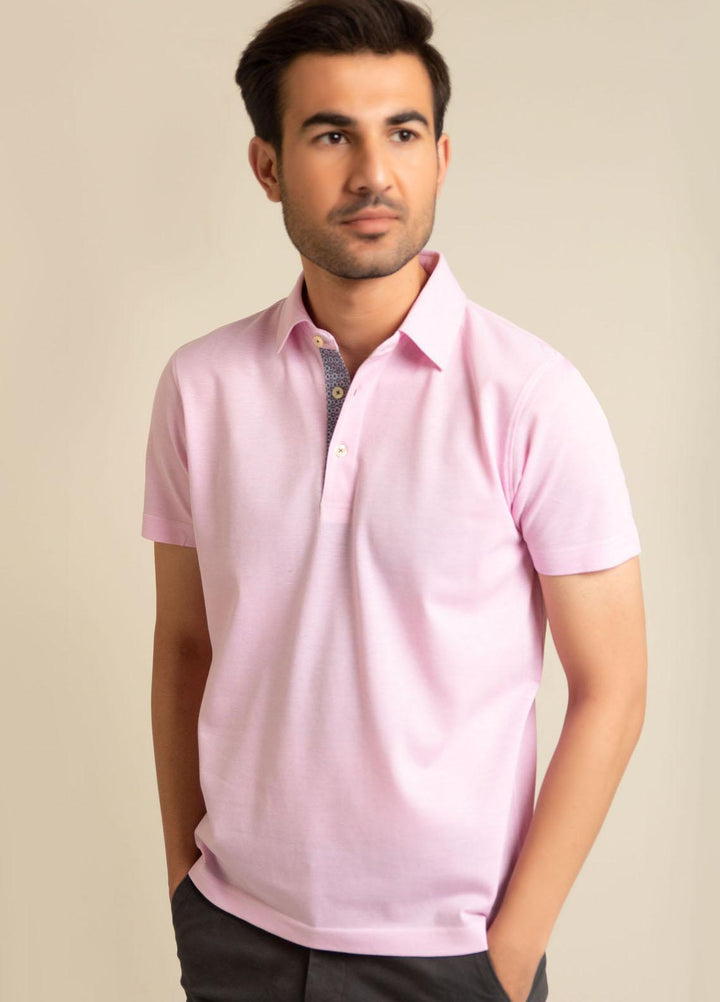 Brumano Cotton  Polo T-Shirt for Men -  Pink Pique Mercerized Polo - SS2022 BRM-249