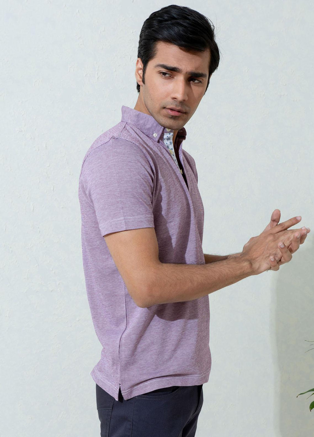 Brumano Cotton Polo Men T-Shirts -   Burgundy & White Pinstriped Mercerized Polo Shirt