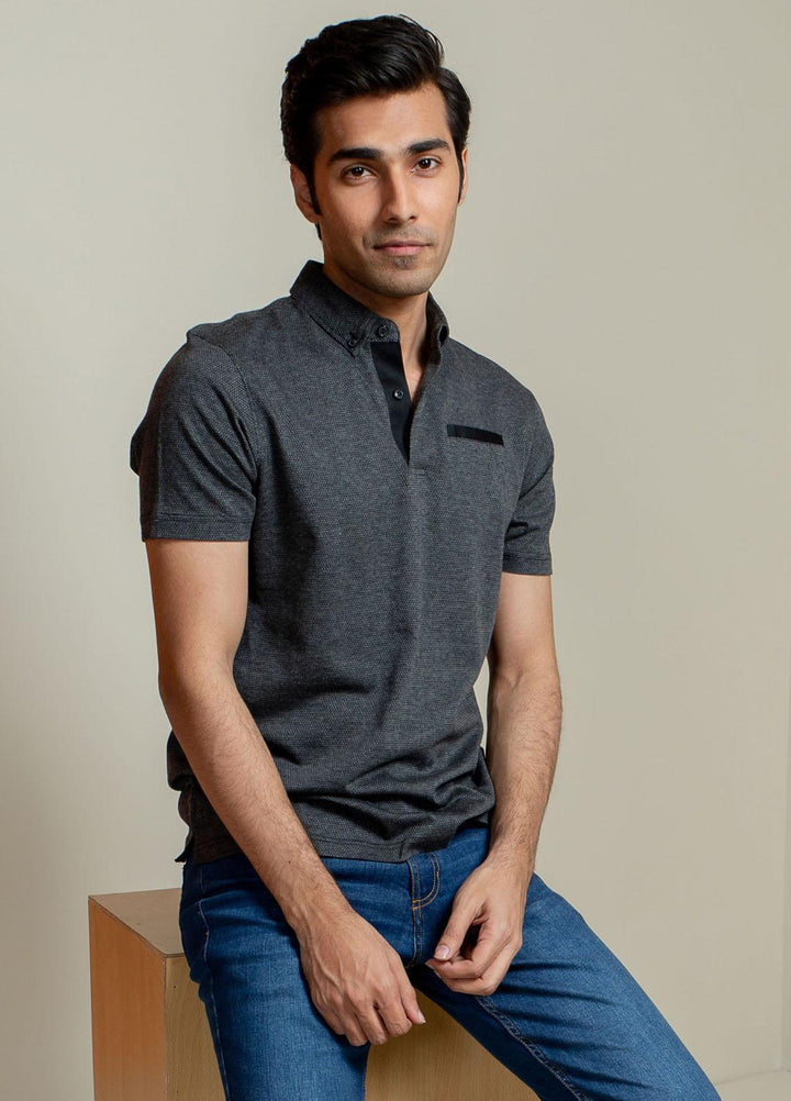 Brumano Cotton Polo T-Shirts for Men -   Dark Grey Mercerized Polo Shirt