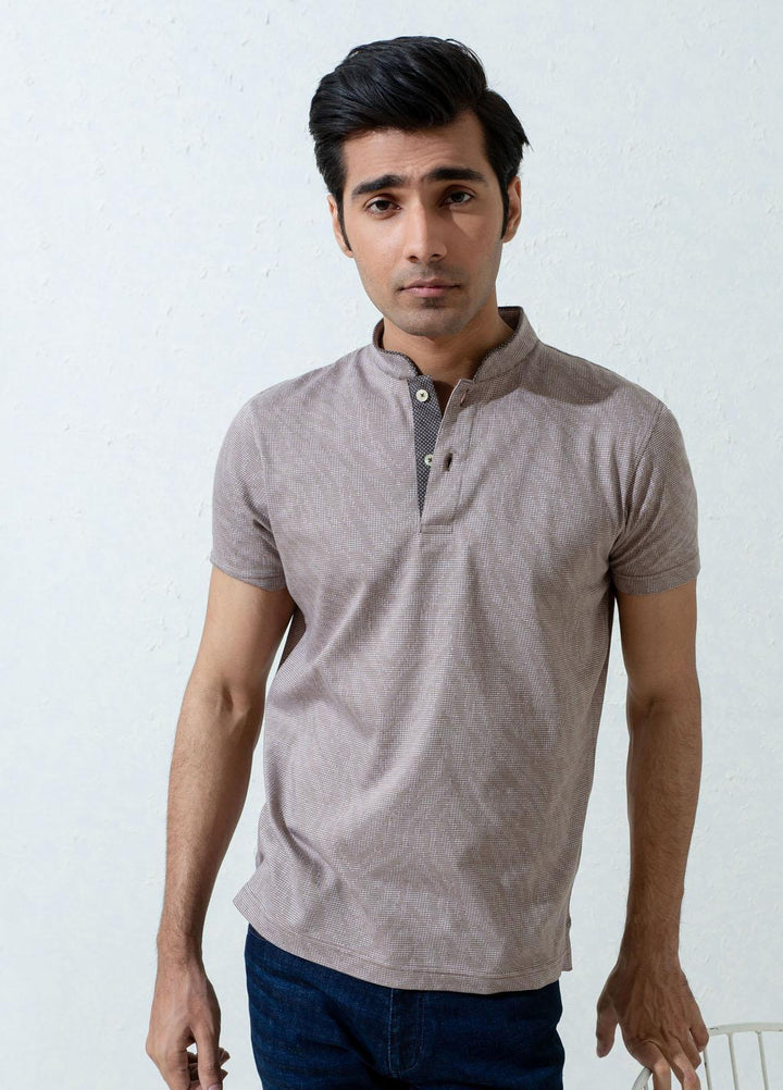 Brumano Cotton Polo T-Shirts for Men -   Tan Brown Mao Collar Polo Shirt