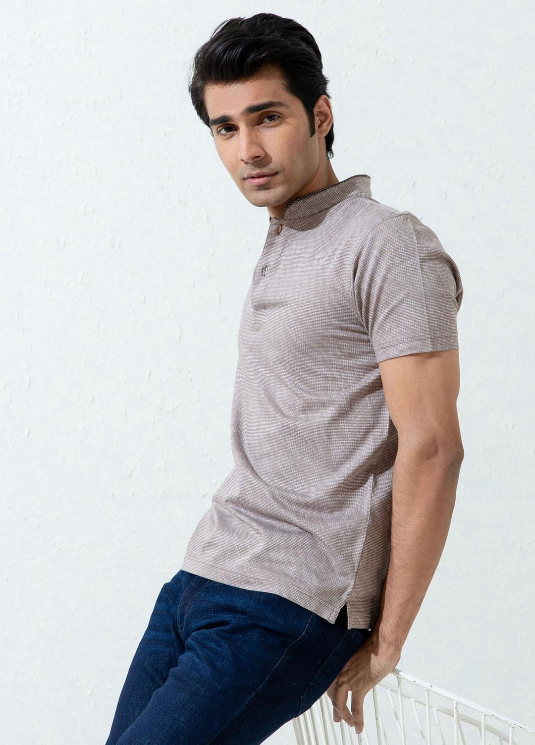 Brumano Cotton Polo T-Shirts for Men -   Tan Brown Mao Collar Polo Shirt