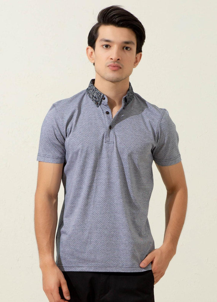 Brumano Cotton Polo Men T-Shirts -   Grey Polka Dot Mercerized Polo Shirt