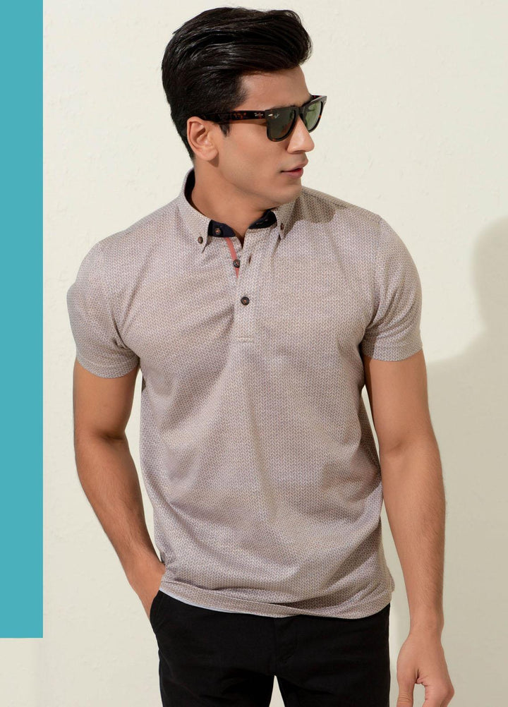 Brumano Cotton Polo T-Shirts for Men -   Brown Printed Mercerized Polo