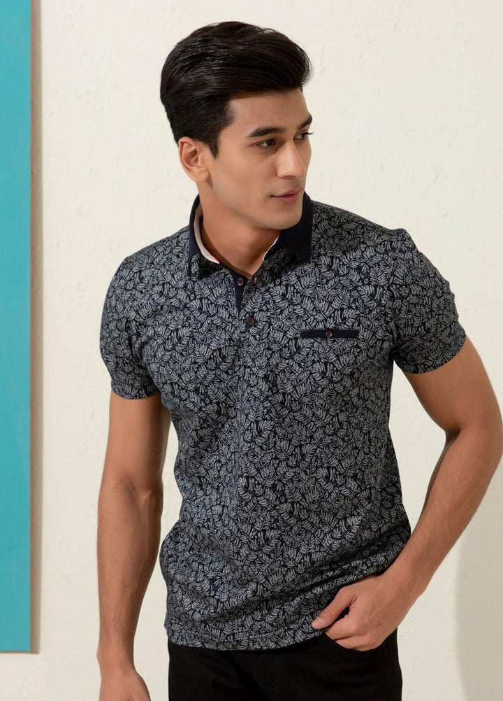 Brumano Cotton Polo Men T-Shirts -   Black Floral Printed Polo Shirt