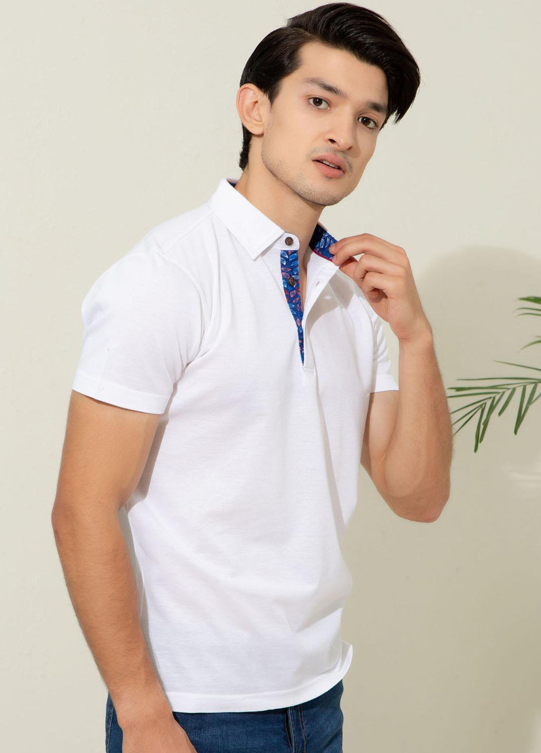 Brumano Cotton Polo Men T-Shirts -   White Pique Polo With Collar Detailing