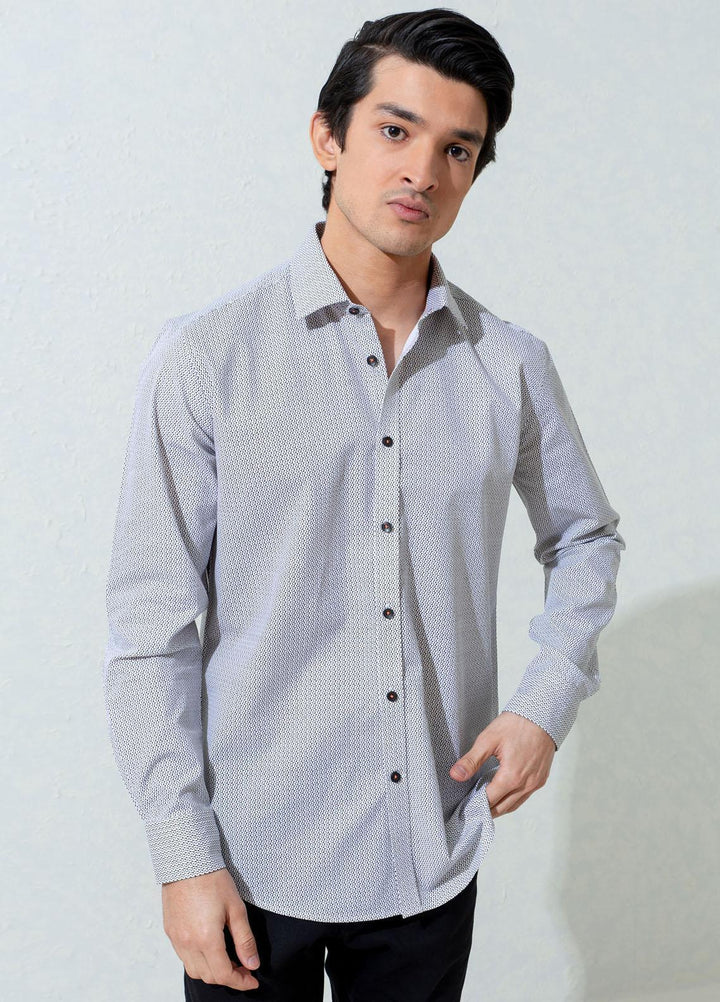 Brumano Cotton Casual Men Shirts -  White & Black Printed