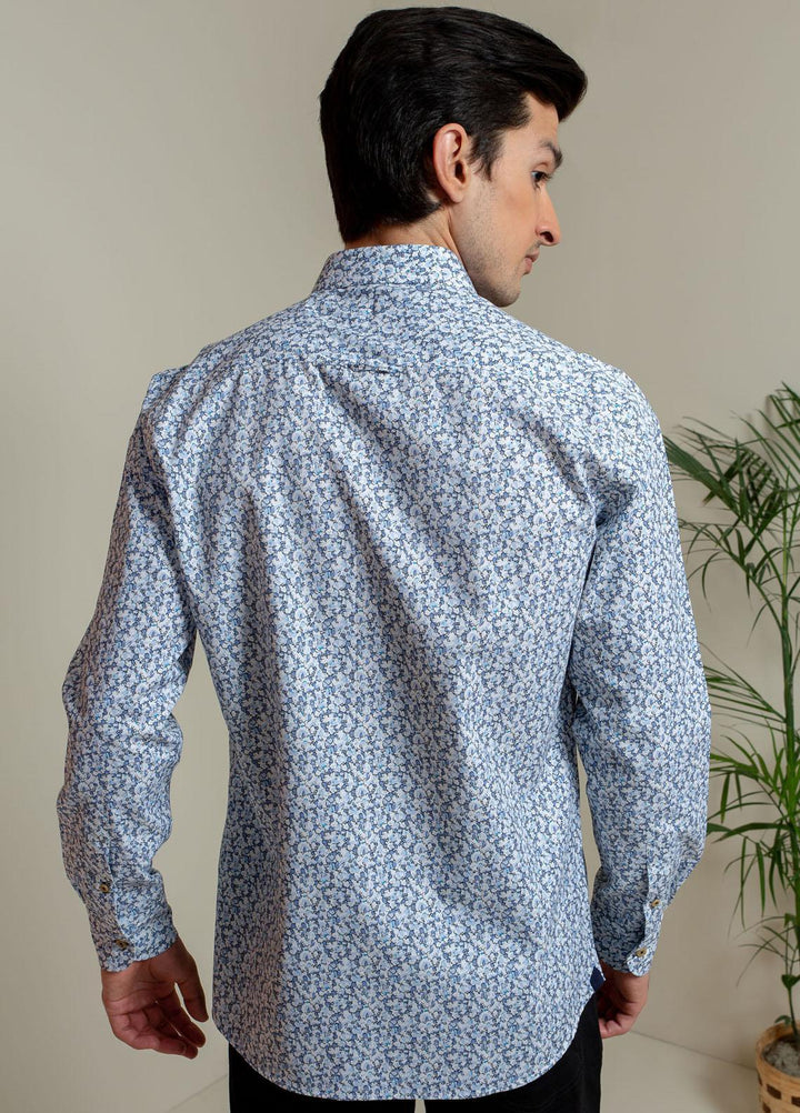 Brumano Cotton Casual Shirts for Men -  Blue Abstract Printed