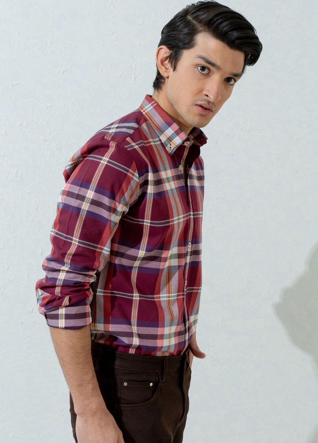 Brumano Cotton Casual Shirts for Men -  Maroon Flannel Large Checkered