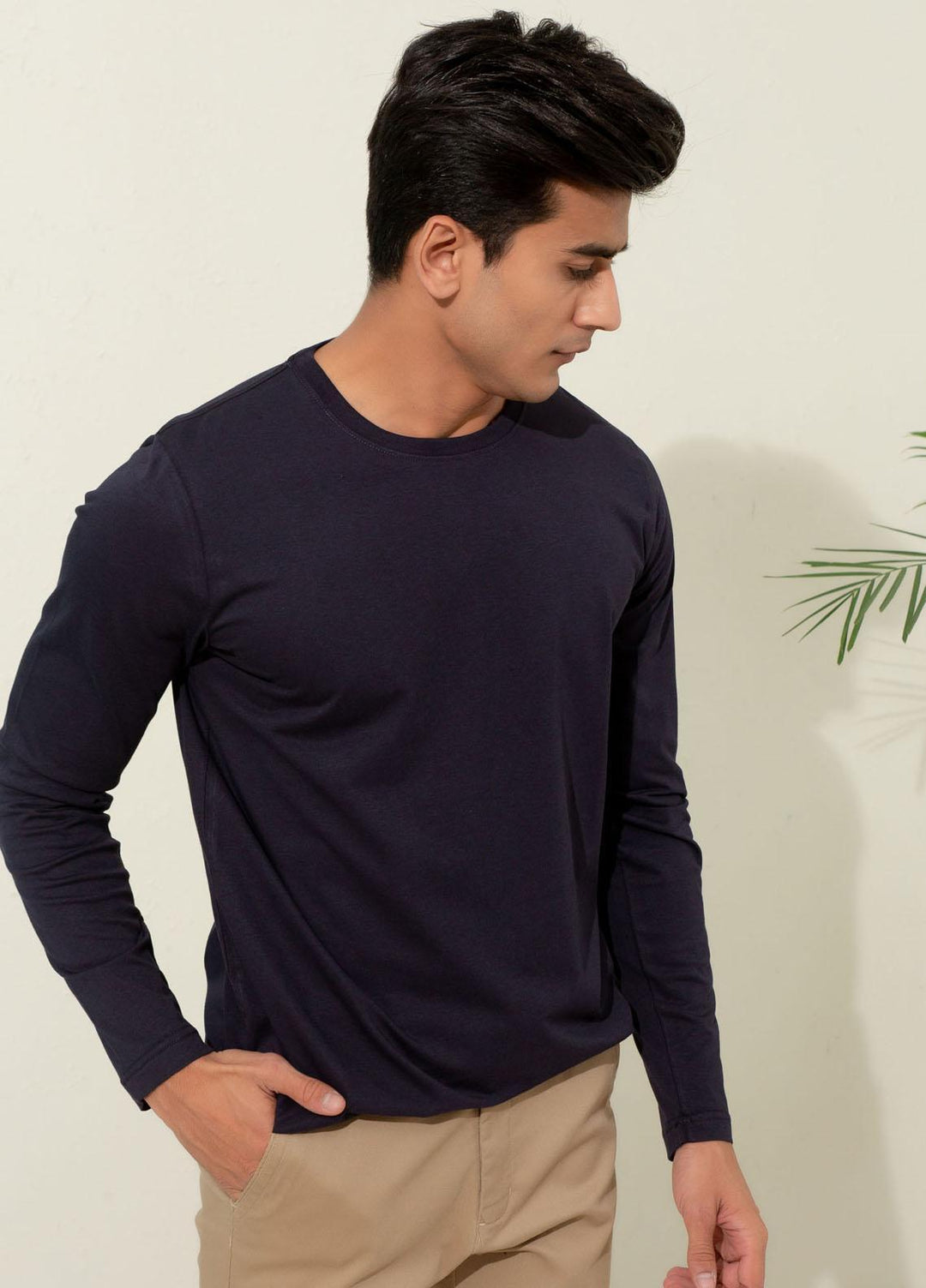 Brumano Cotton Formal Men T-Shirts -  Navy Blue Crew Neck T-Shirt
