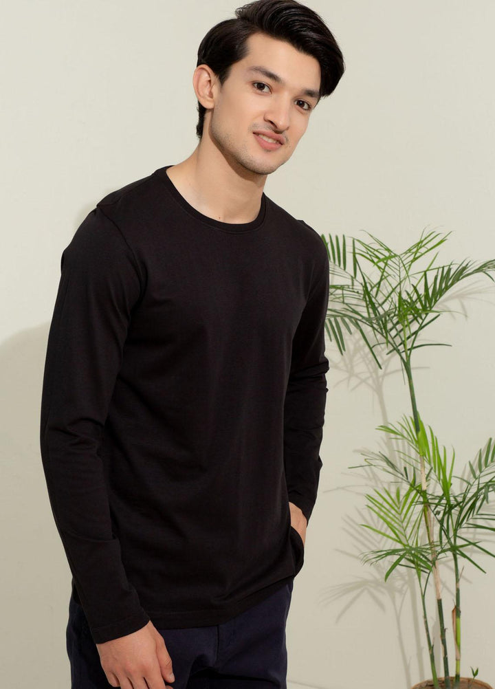 Brumano Cotton Formal T-Shirts for Men -  Black Crew Neck T-Shirt