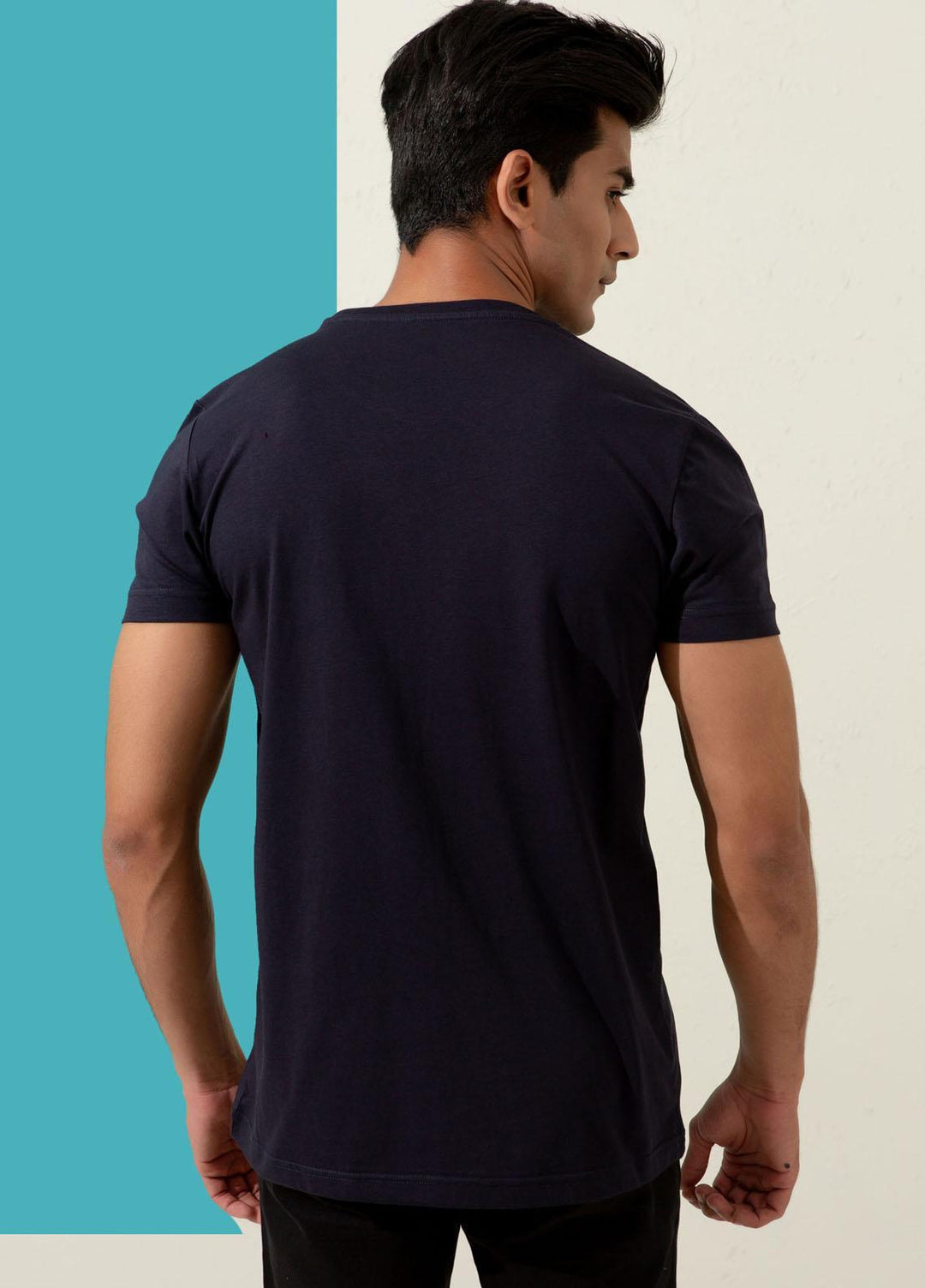 Brumano Cotton Formal T-Shirts for Men -  Basic Navy Blue Crew Neck T-Shirt