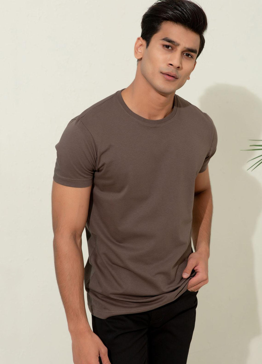 Brumano Cotton Formal T-Shirts for Men -  Basic Brown Crew Neck T-shirt