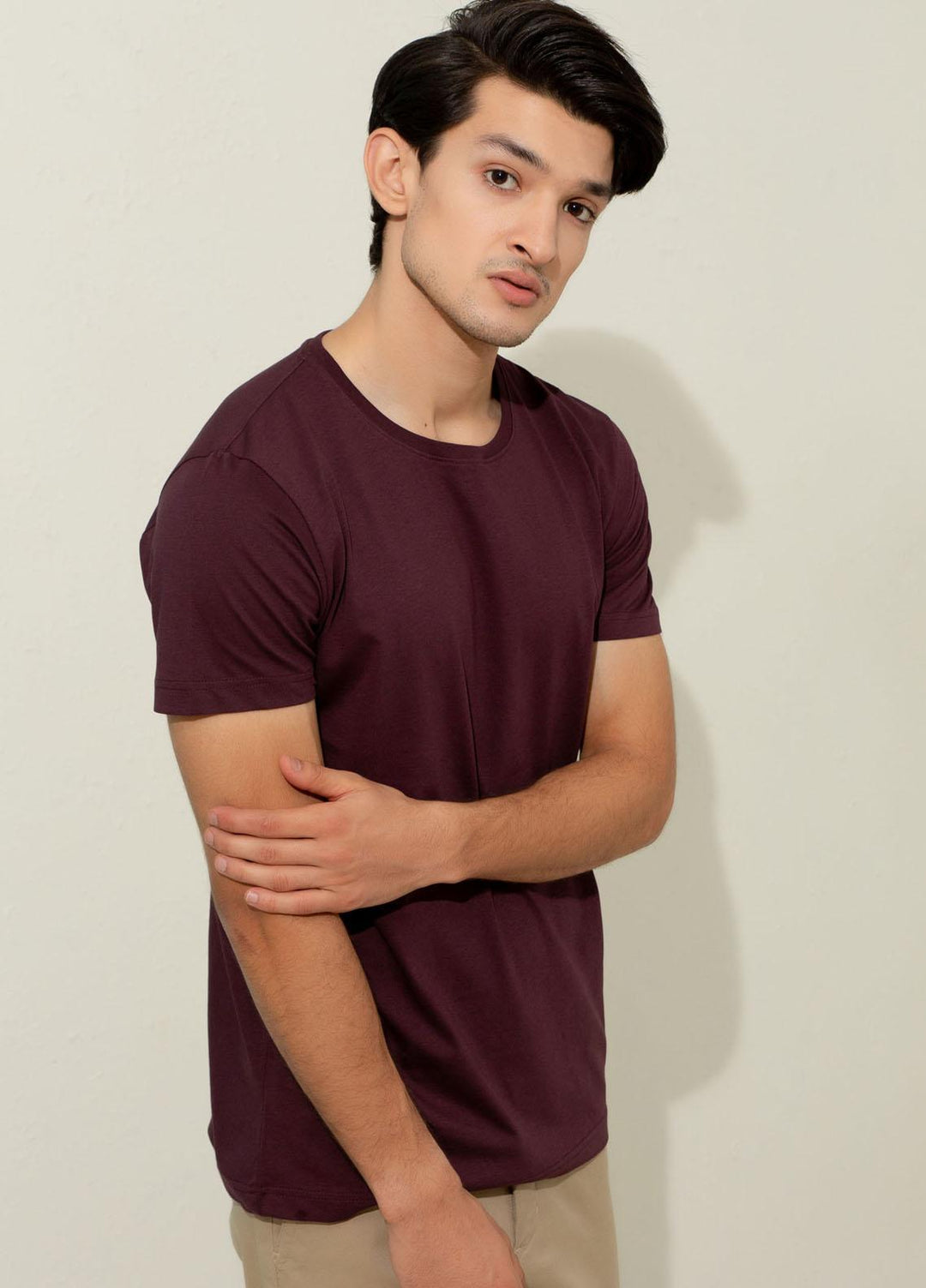 Brumano Cotton Formal Men T-Shirts -  Basic Purple Crew Neck T-shirt