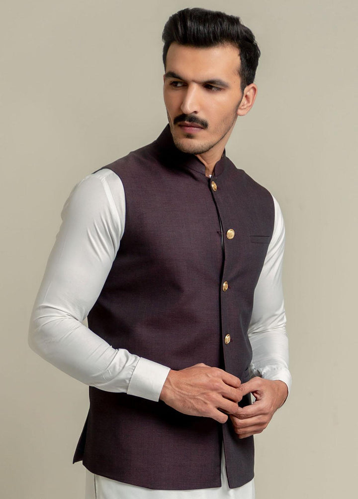 Brumano Polyester  Festive Waistcoat for Men -  Dark Maroon Melange Waistcoat-2022
