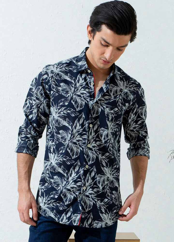 Brumano Cotton Full Sleeves Casual Shirts for Men -  BM21SH Navy Blue Bold Floral