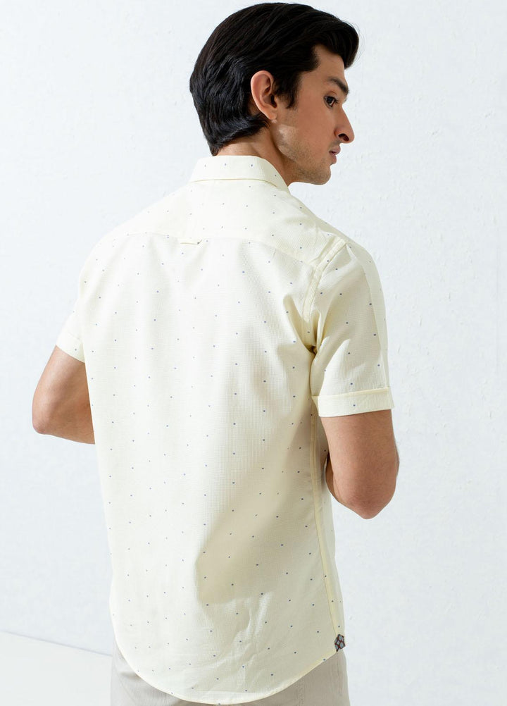 Brumano Cotton Half Sleeves Casual Men Shirts -  BM21SH Yellow Structured Fil Coupe