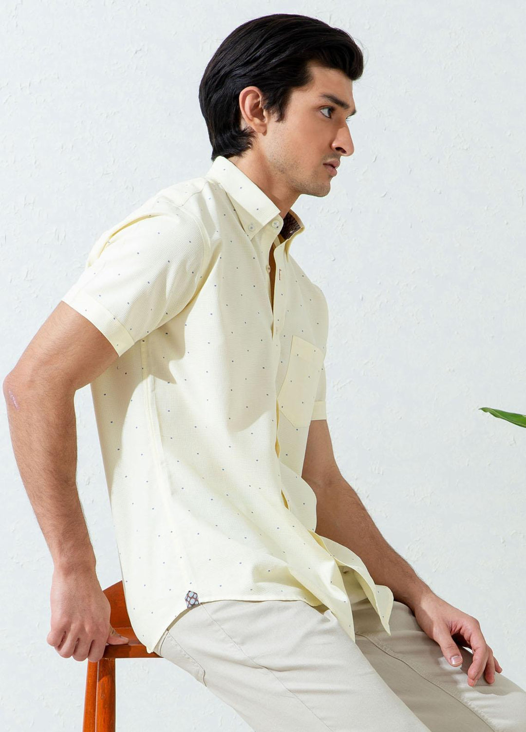 Brumano Cotton Half Sleeves Casual Men Shirts -  BM21SH Yellow Structured Fil Coupe
