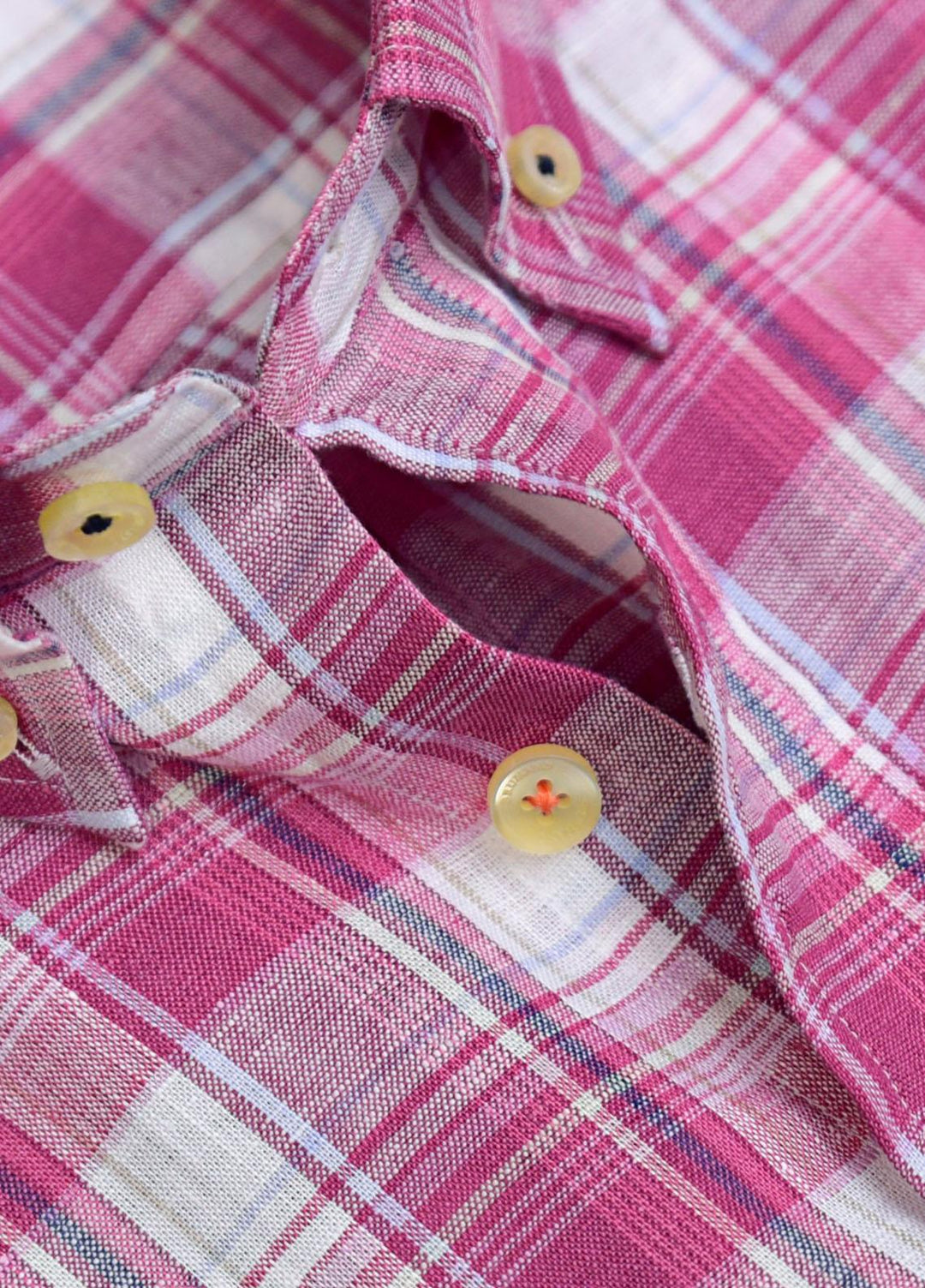 Brumano Linen  Shirts for Men -  Magenta Linen Checkered Shirt BRM-1360