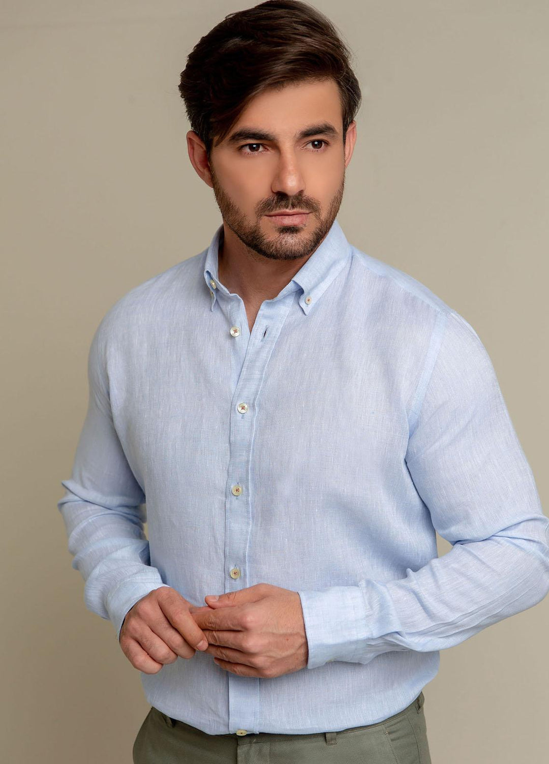 Brumano Linen Formal Shirts for Men -  Sky Blue Button Down Linen Shirt-SS2022