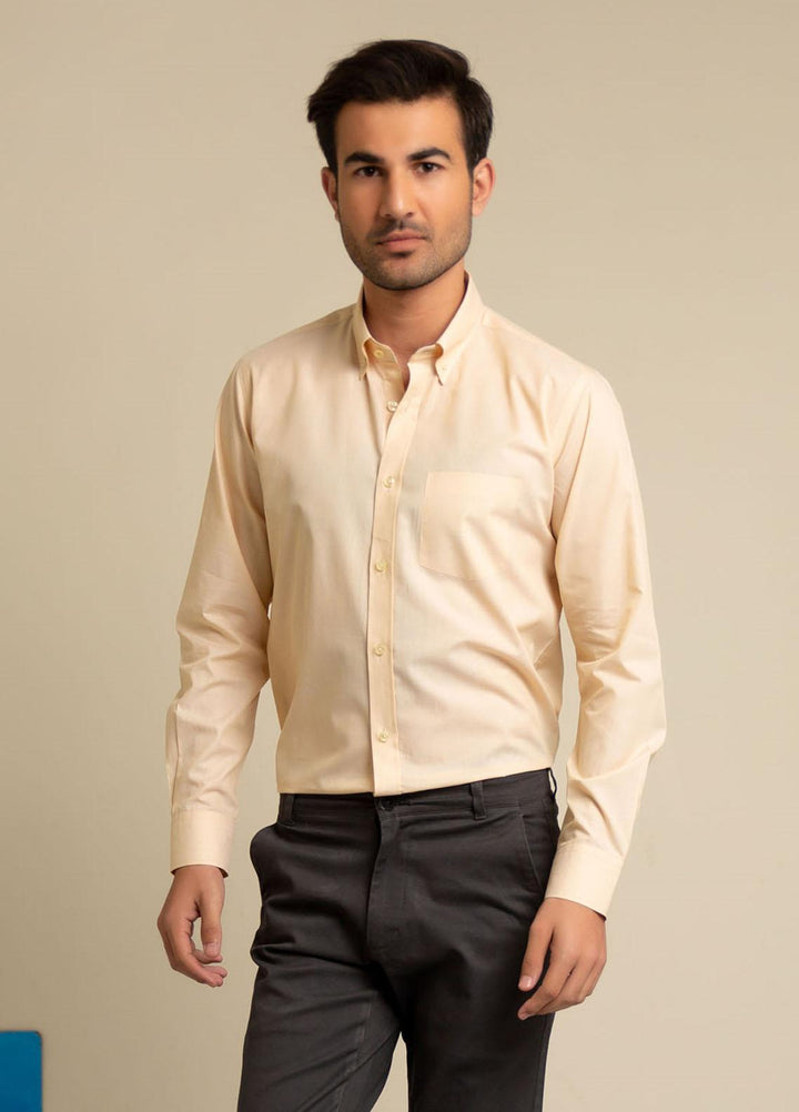 Brumano Cotton  Shirts for Men -  Yellow Super Fine Button Down Shirt BRM-1400