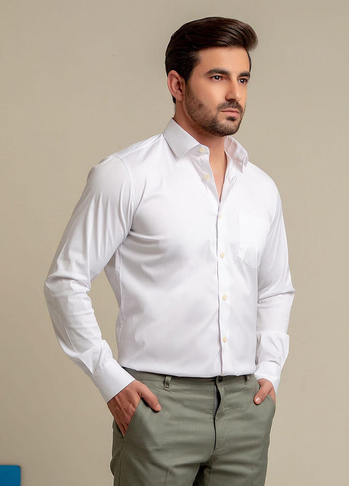 Brumano Cotton Formal Shirts for Men -  Classic White Satin Shirt-SS2022