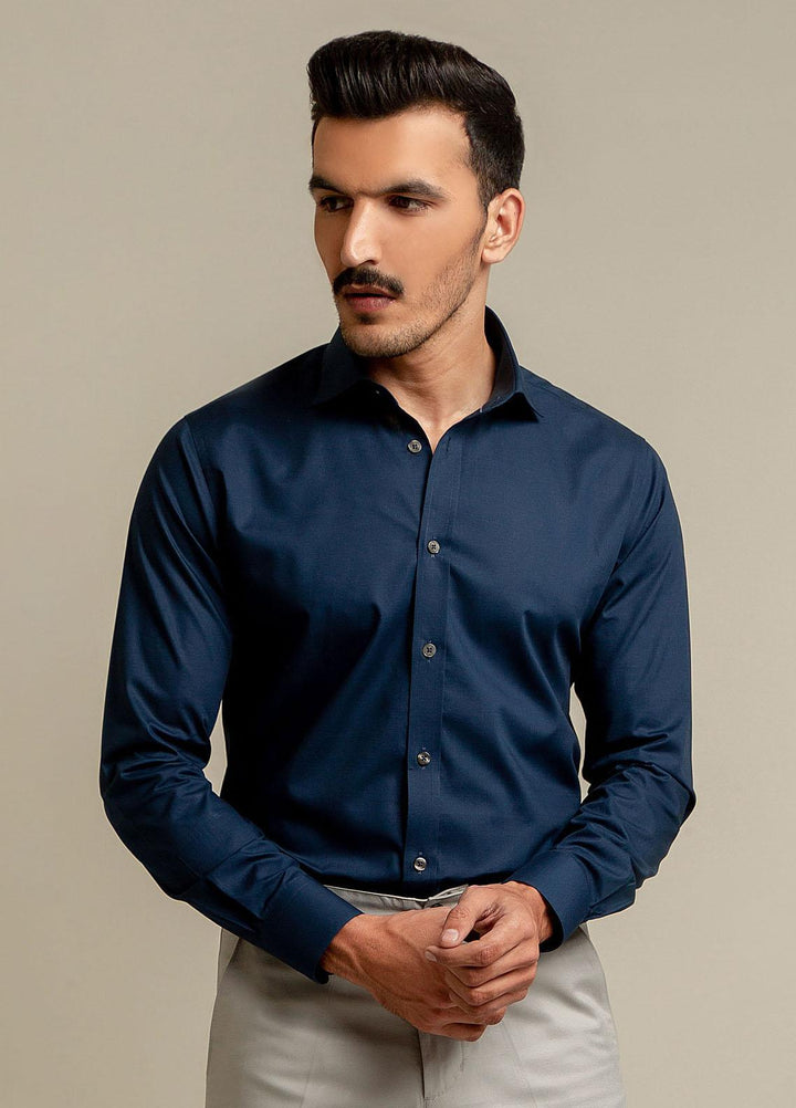 Brumano Cotton Formal Shirts for Men -  Navy Blue Super Fine Formal Shirt-SS2022