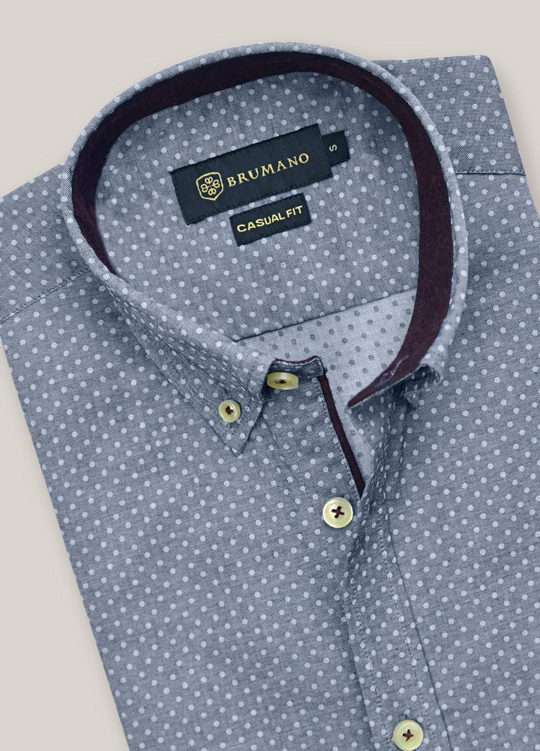 Brumano Cotton  Shirts for Men -  Blue Polka Dot Printed Button Down Shirt BRM-1512