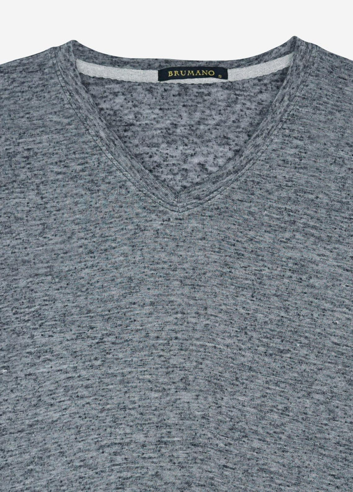Brumano Polyester  T-Shirt for Men -  Grey Light Weight V-Neck T-Shirt BRM-1595