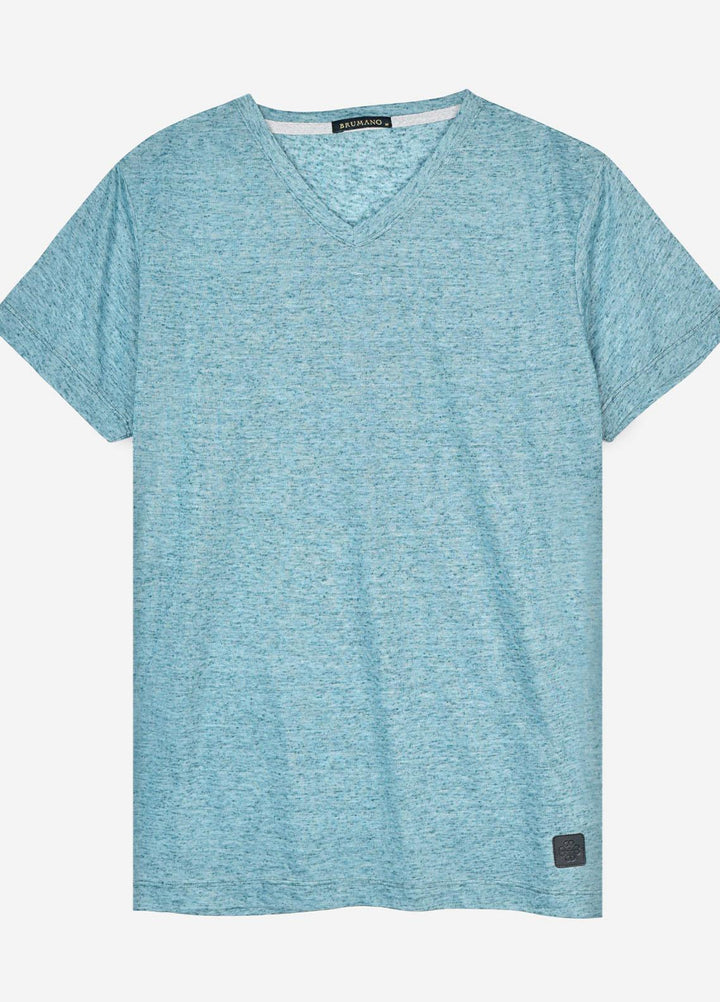 Brumano Polyester  T-Shirt for Men -  Teal Blue Light Weight V-Neck T-Shirt BRM-1597