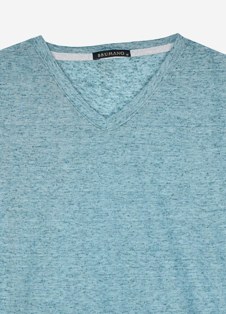 Brumano Polyester  T-Shirt for Men -  Teal Blue Light Weight V-Neck T-Shirt BRM-1597