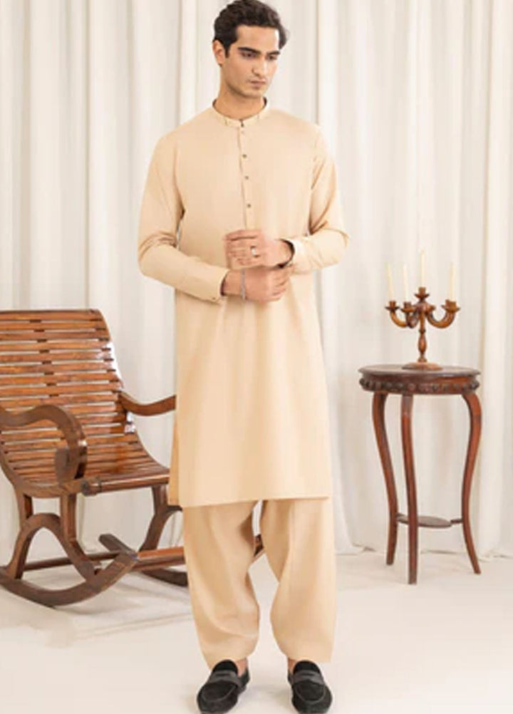 Buraq Pret Plain Wash N Wear Kurta Shalwar Bone