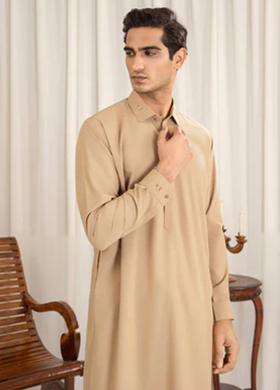 Buraq Pret Plain Wash N Wear Kurta Shalwar Buttler