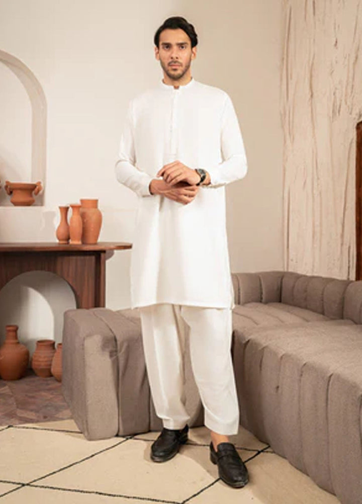 Buraq Pret Plain Wash N Wear Kurta Shalwar Ivory Ban