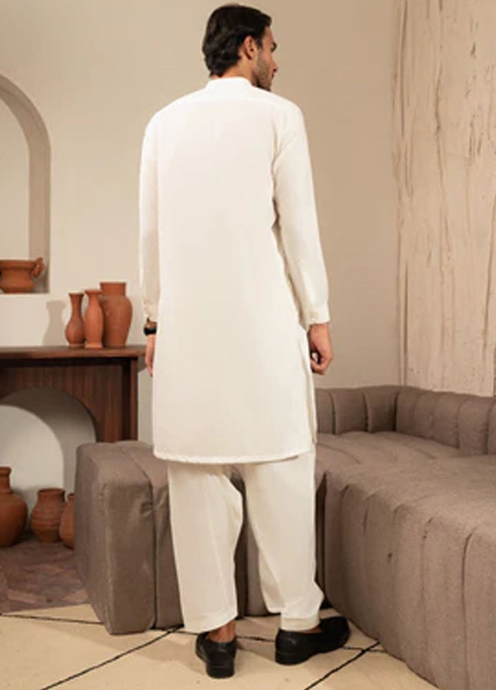 Buraq Pret Plain Wash N Wear Kurta Shalwar Ivory Ban