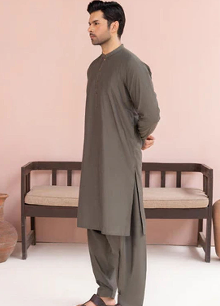 Buraq Pret Plain Wash N Wear Kurta Shalwar Olive