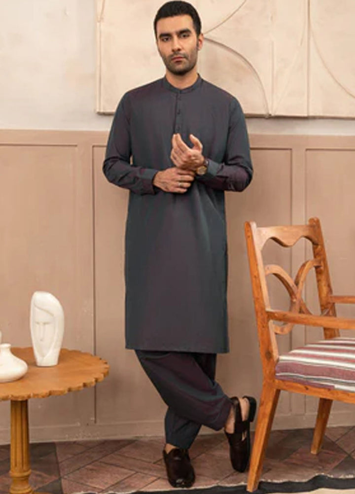 Buraq Pret Plain Wash N Wear Kurta Shalwar Purple