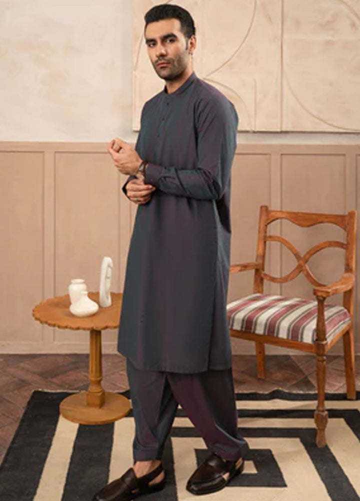 Buraq Pret Plain Wash N Wear Kurta Shalwar Purple