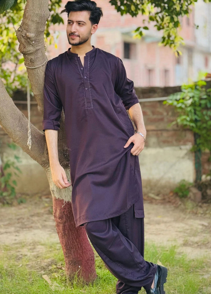 Buraq Pret Plain Wash N Wear Kurta Shalwar Qaid
