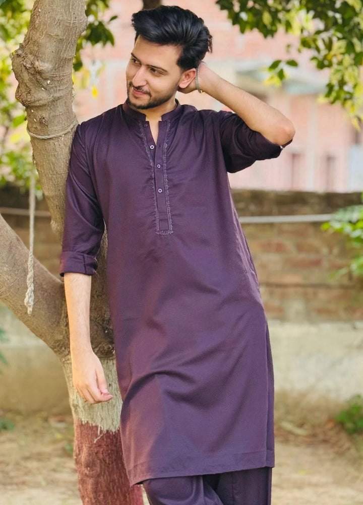 Buraq Pret Plain Wash N Wear Kurta Shalwar Qaid