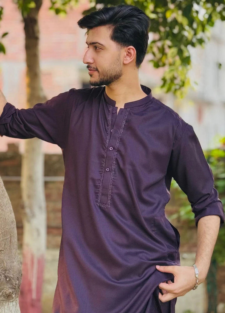 Buraq Pret Plain Wash N Wear Kurta Shalwar Qaid