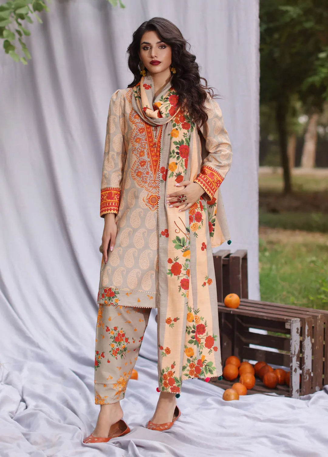 C Prints by Charizma Printed Khaddar Suit Unstitched 3 Piece CRZ24C2 CPW4-13 - Winter Collection