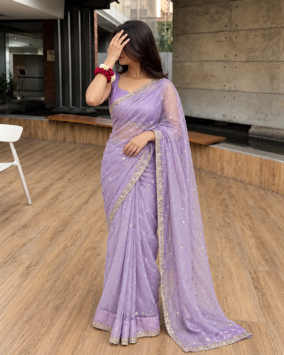 Luxe by Imran Aftab Unstitched Embroidered Organza Saree Suit IASC 26 - Festive Collection