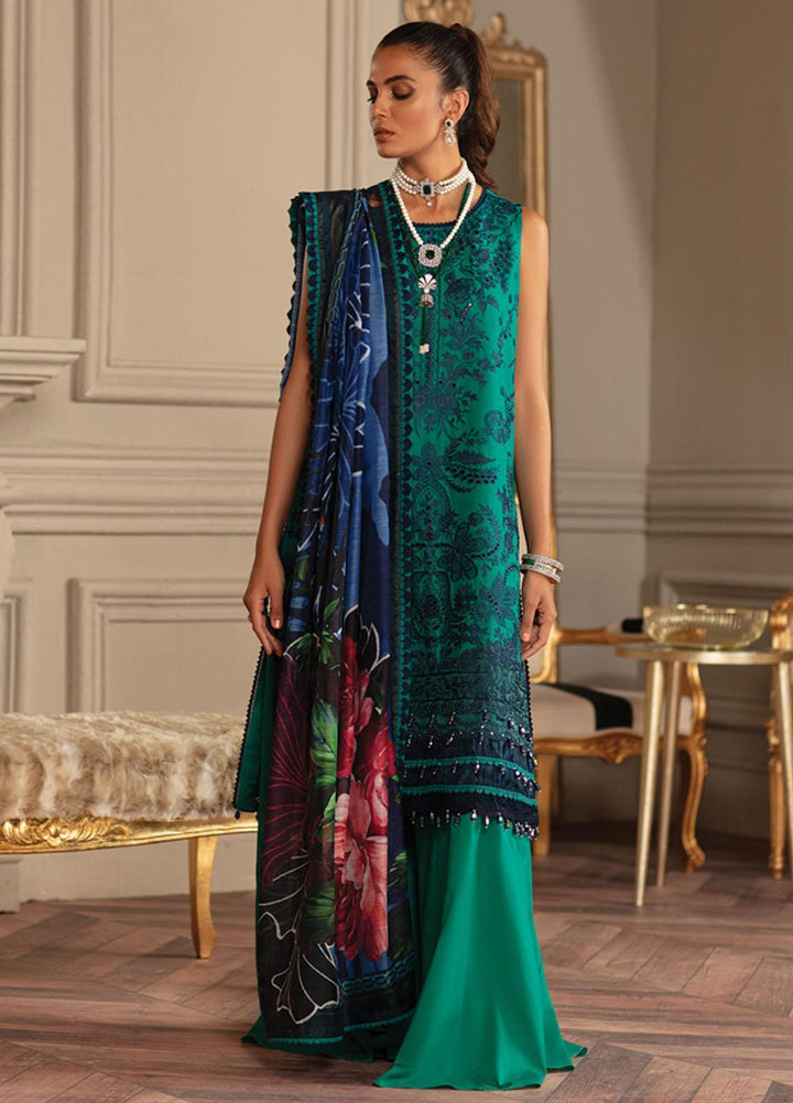 Carnation By Raaya Embroidered Lawn Suits Unstitched 3 Piece RY22C 03 Emerald Queen - Luxury Collection